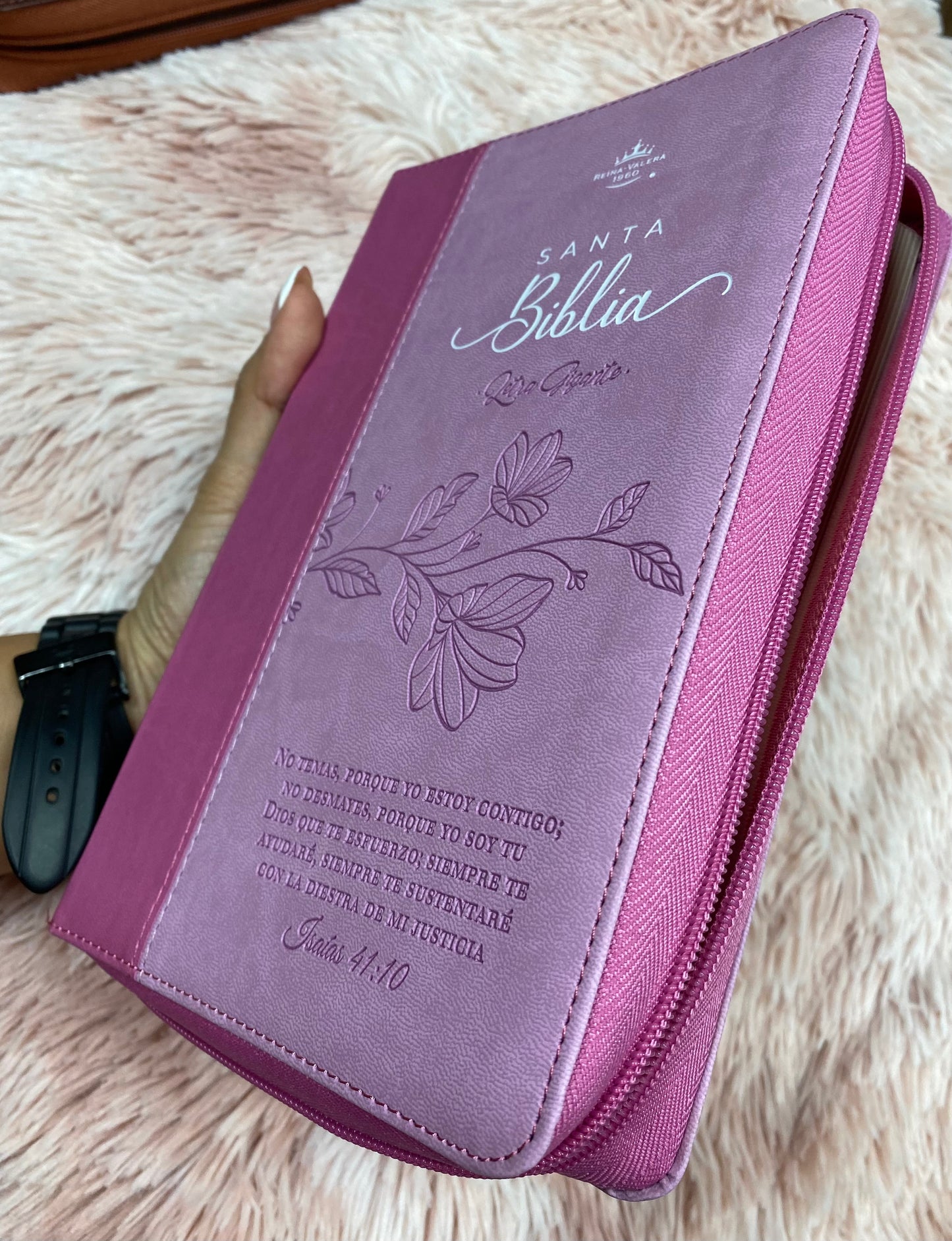 Biblia símil piel letra gigante 14 puntos con cierre y canto dorado versión RV1960 y concordancia