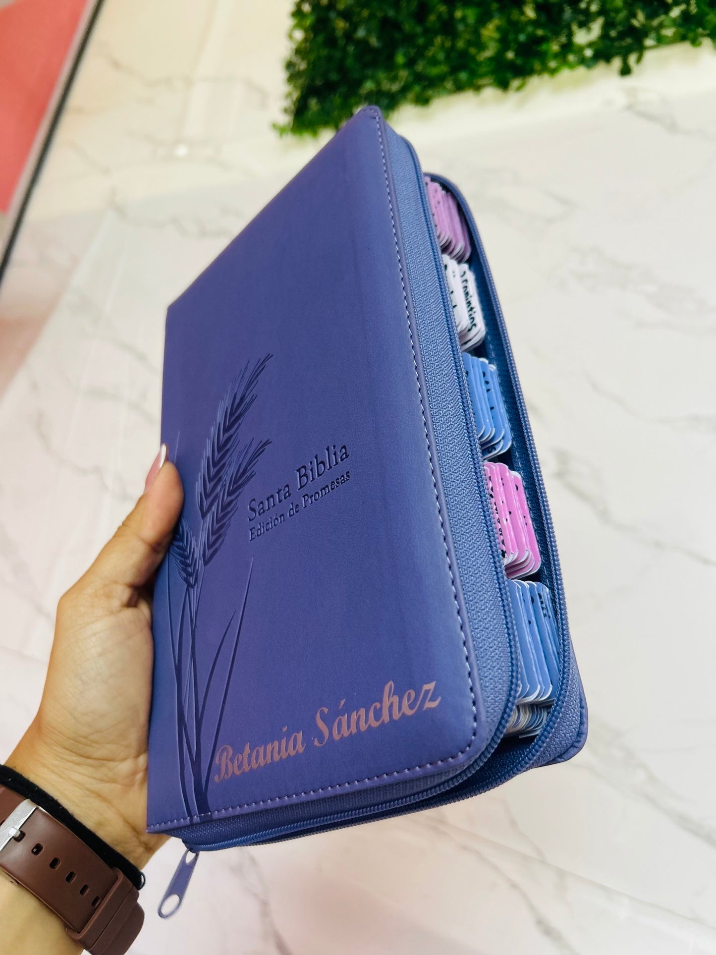 Biblia RV1960 de promesas con cierre letra grande 12 puntos + personalizado