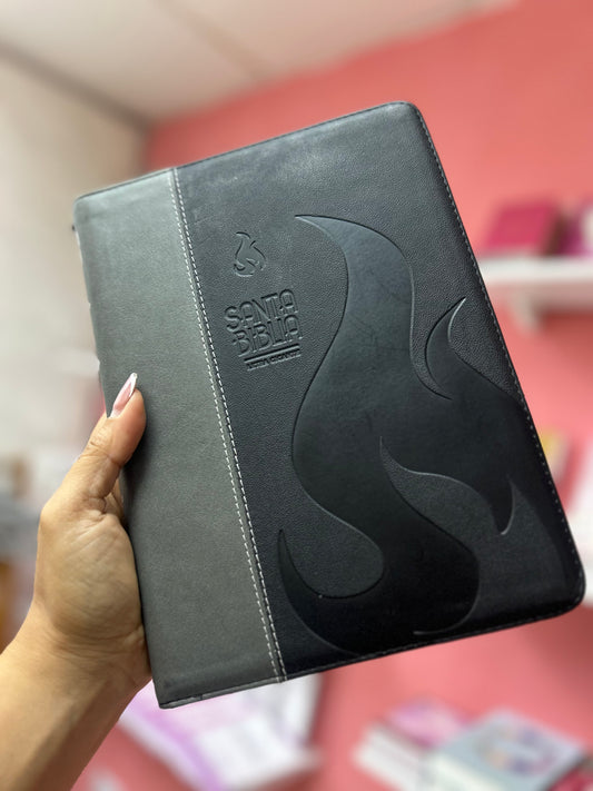 Biblia versión RV1960 letra gigante con cierre canto plateado palabras de Jesús en rojo
