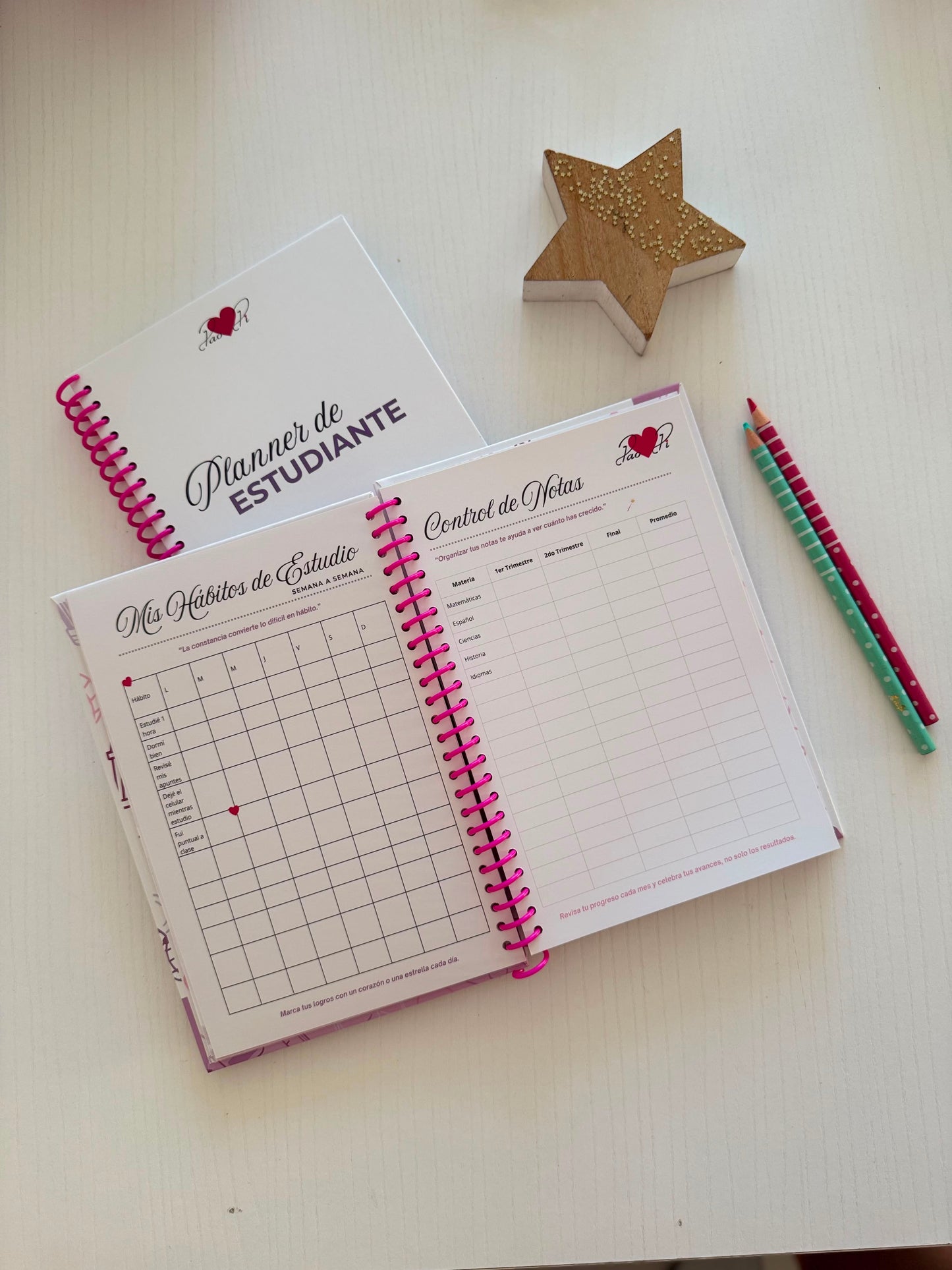 Planner de estudiante con espiral hojas resistentes cartulina brillante de la marca PaoPi