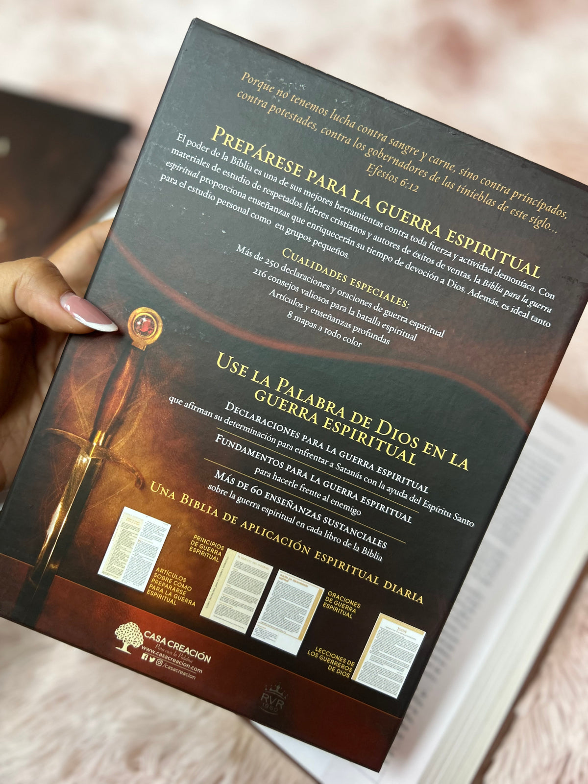 Biblia de estudio para la guerra espiritual en imitación piel de lujo canto dorado versión RV1960