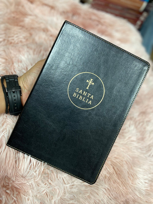 Biblia simil piel ultrafina versión RV1960 canto dorado letra grande palabras de Jesús en rojo