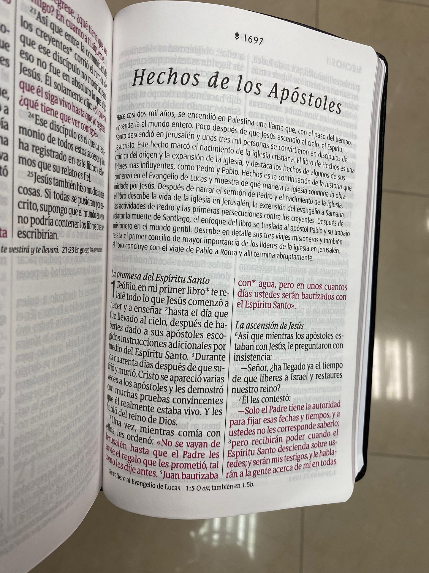 Biblia versión NTV símil piel negra letra grande con concordancia palabras de Jesús en rojo