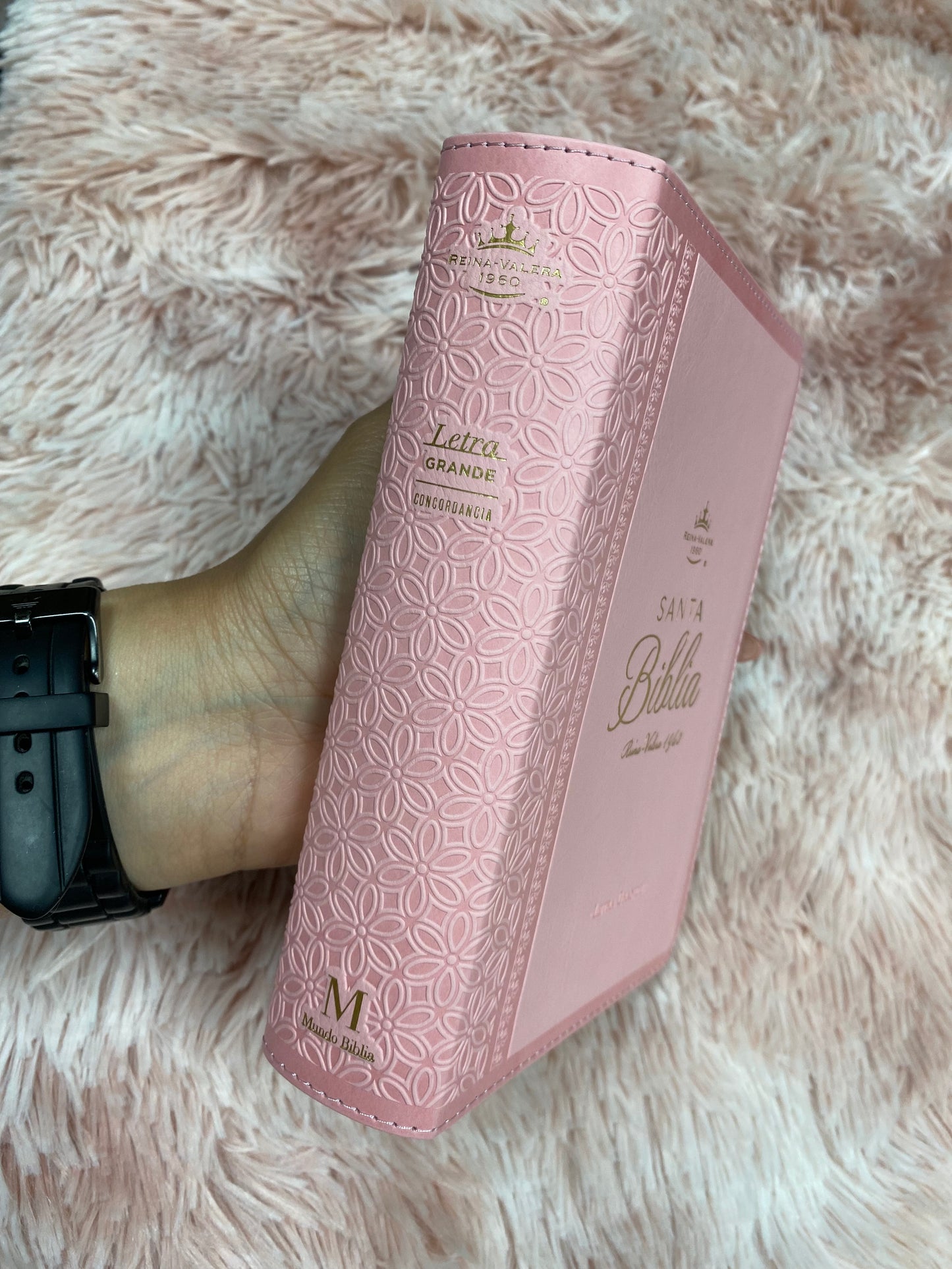 Biblia pequeña de letras grandes 12 puntos versión RV1960 canto dorado tapa flexible simil piel con concordancia