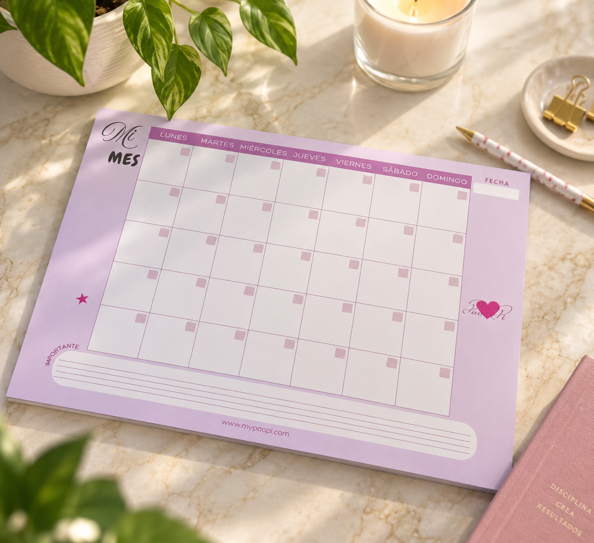 Planner mensual para escritorio tamaño A4