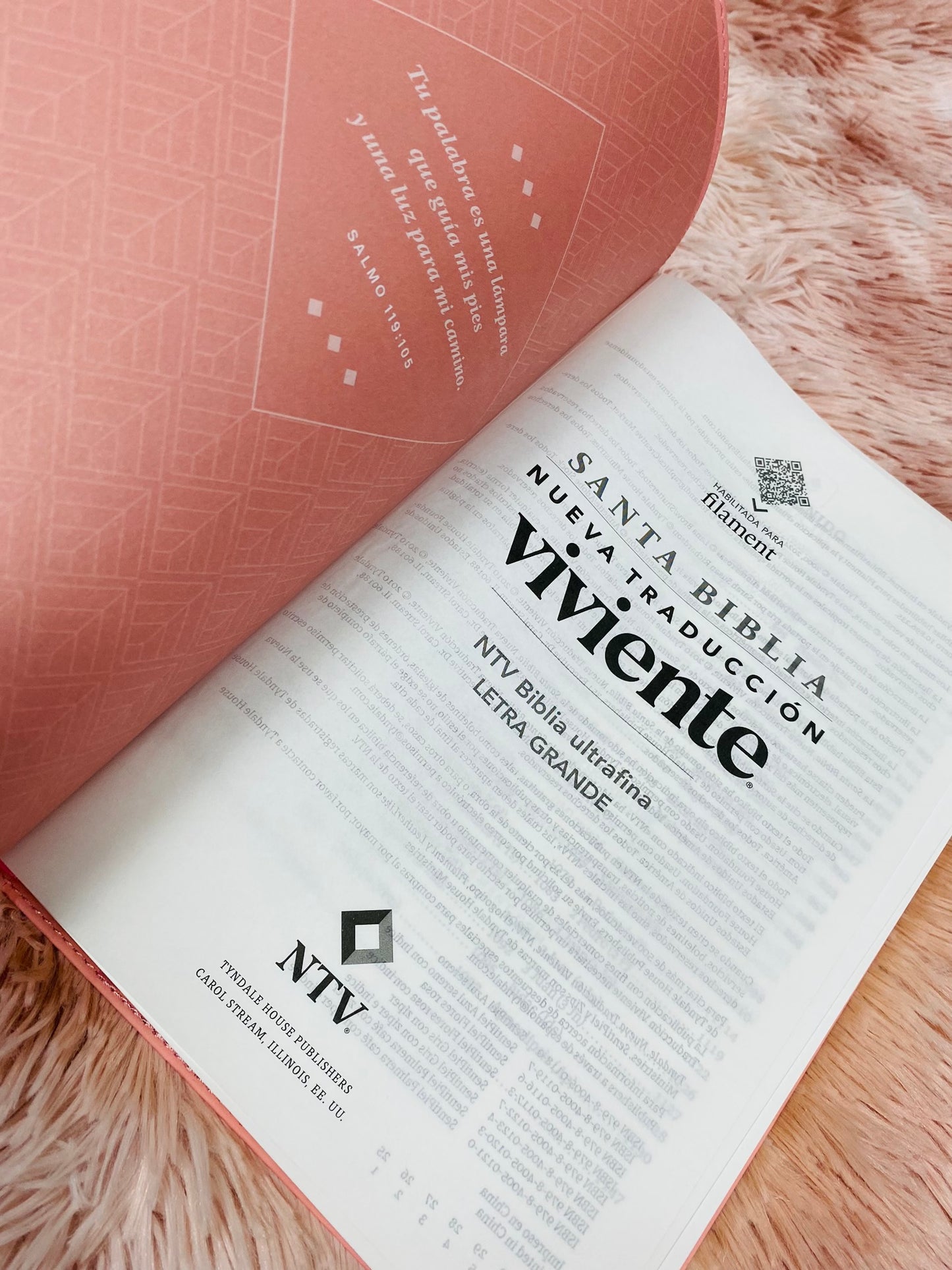 Biblia ultrafina de versión NTV en símil piel letra grande 10,25 de canto dorado con concordancia y palabras de Jesús en rojo