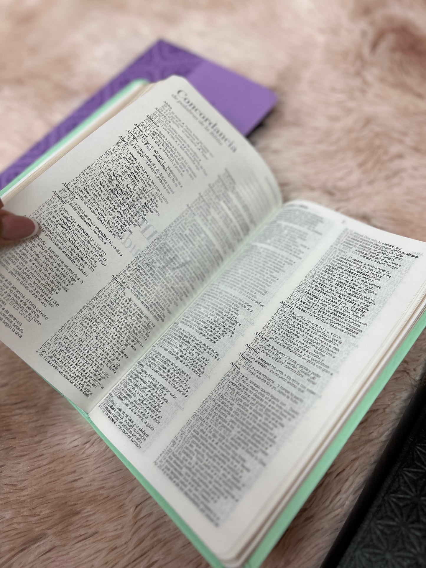 Biblia de letra grande 11,5 puntos en símil piel canto pintado palabras de Jesús en rojo y concordancia