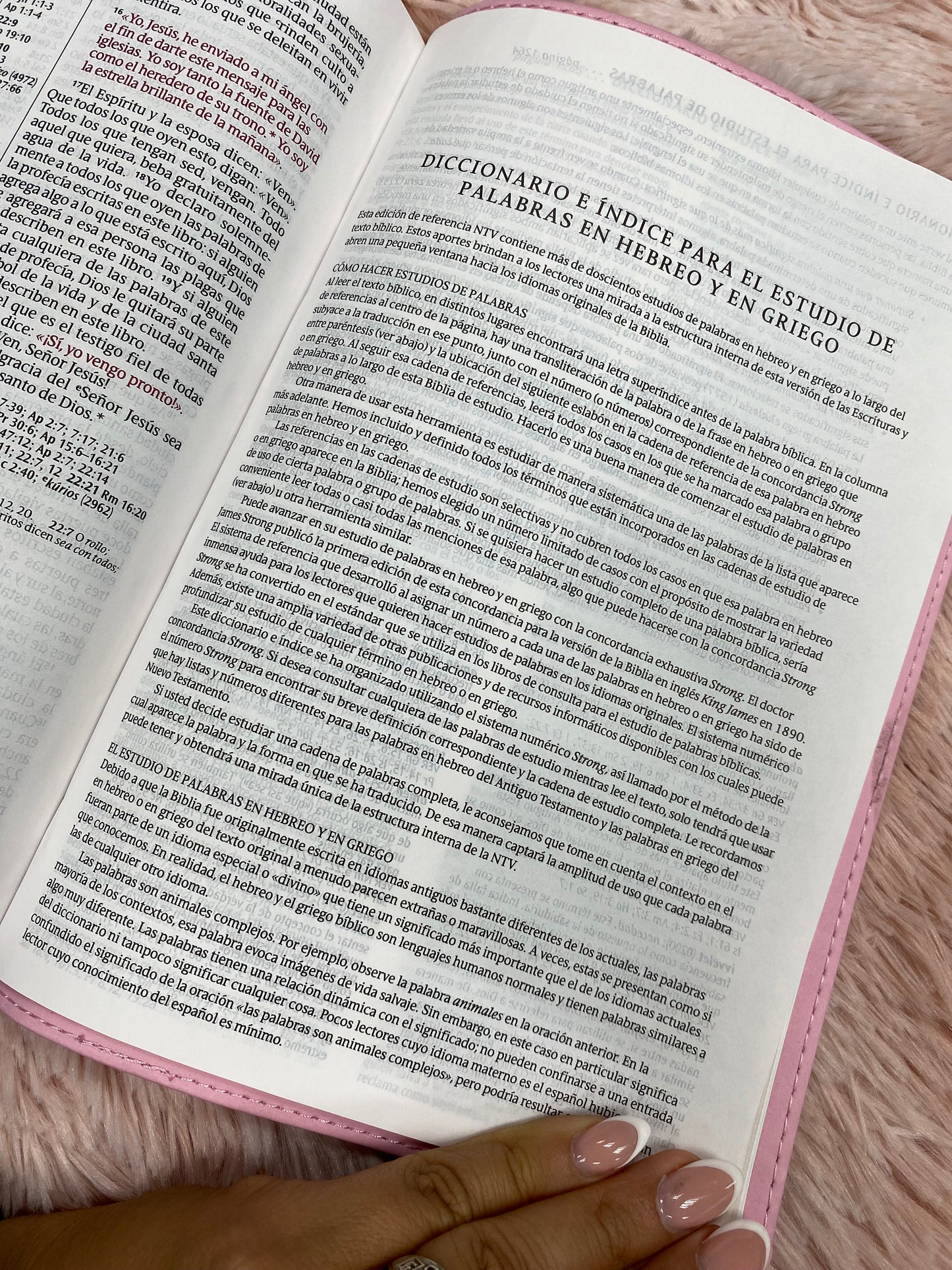 Biblia de referencia en columna central versión NTV en símil piel letra grande de canto dorado con concordancia
