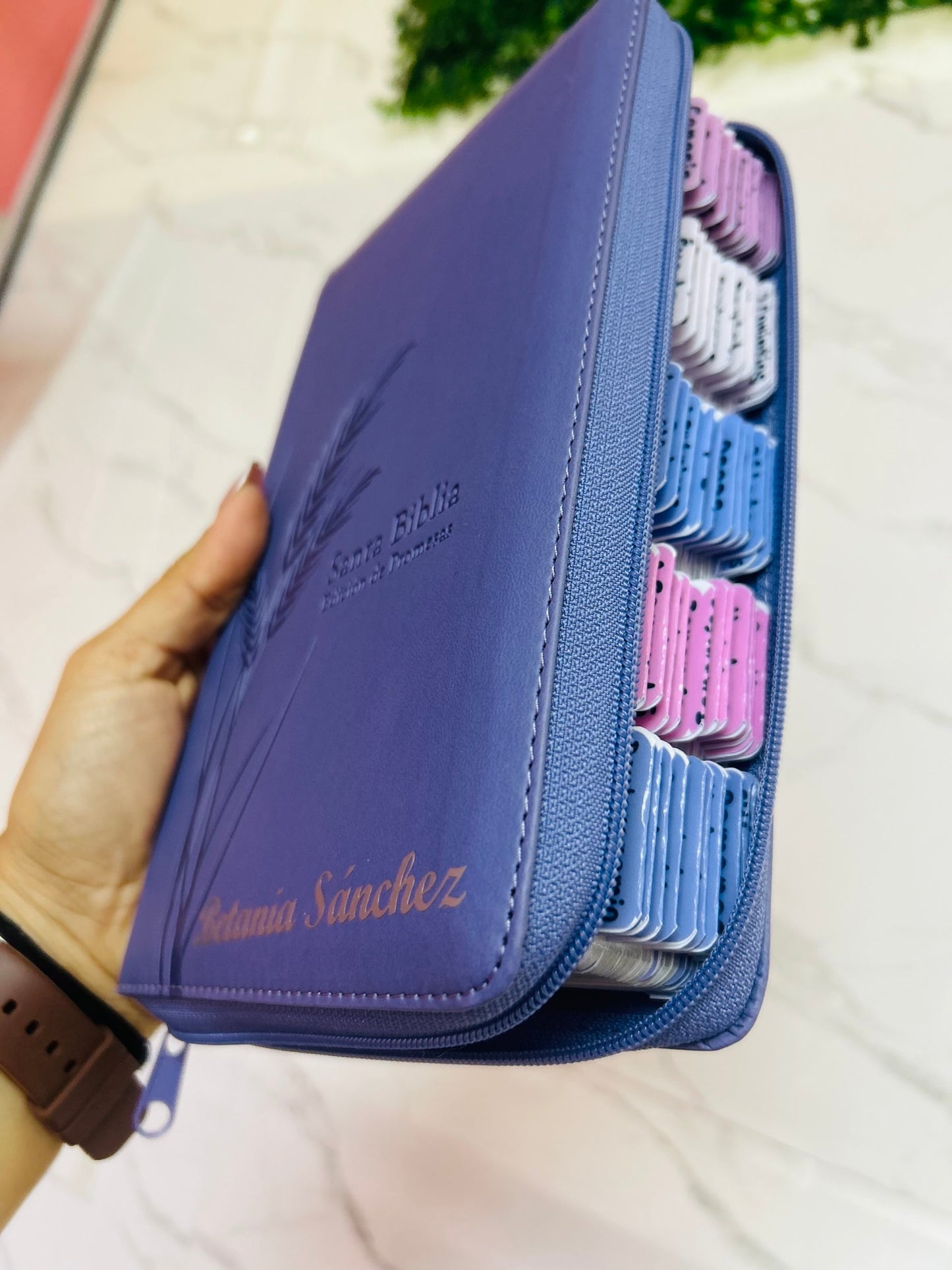 Biblia RV1960 de promesas con cierre letra grande 12 puntos + personalizado