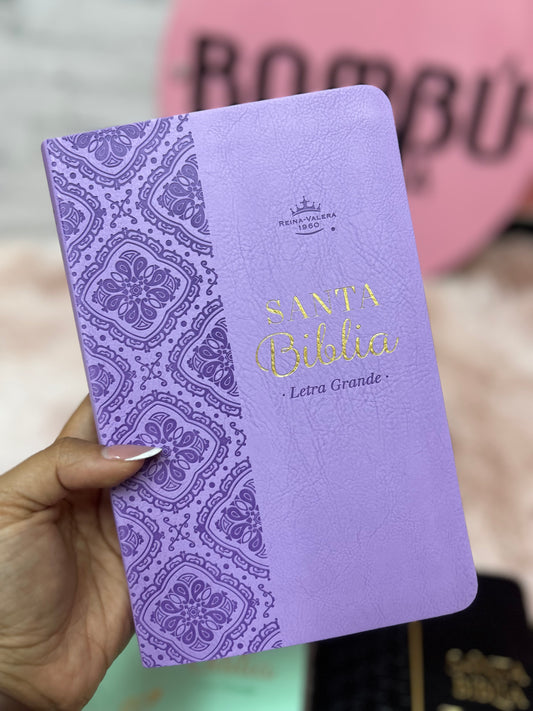 Biblia de letra grande 11,5 puntos en símil piel canto pintado palabras de Jesús en rojo y concordancia