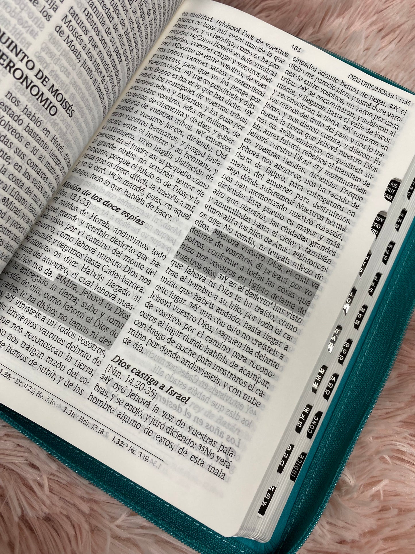 Biblia de promesas en símil piel con cierre e índice tamaño de letra 13 puntos palabras de Jesús en rojo