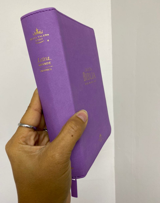 Biblia letra grande 11 puntos con canto dorado y cierre versión RV60 con concordancia