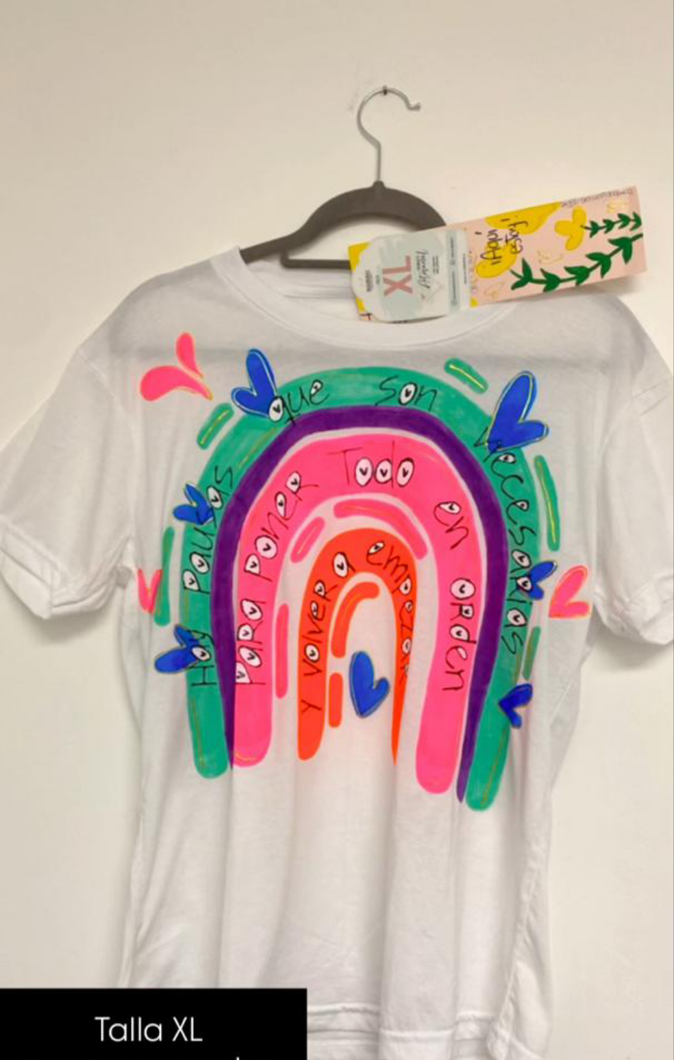 Franela con versículo bíblico 100% algodón pintada a mano con orocolor talla XL