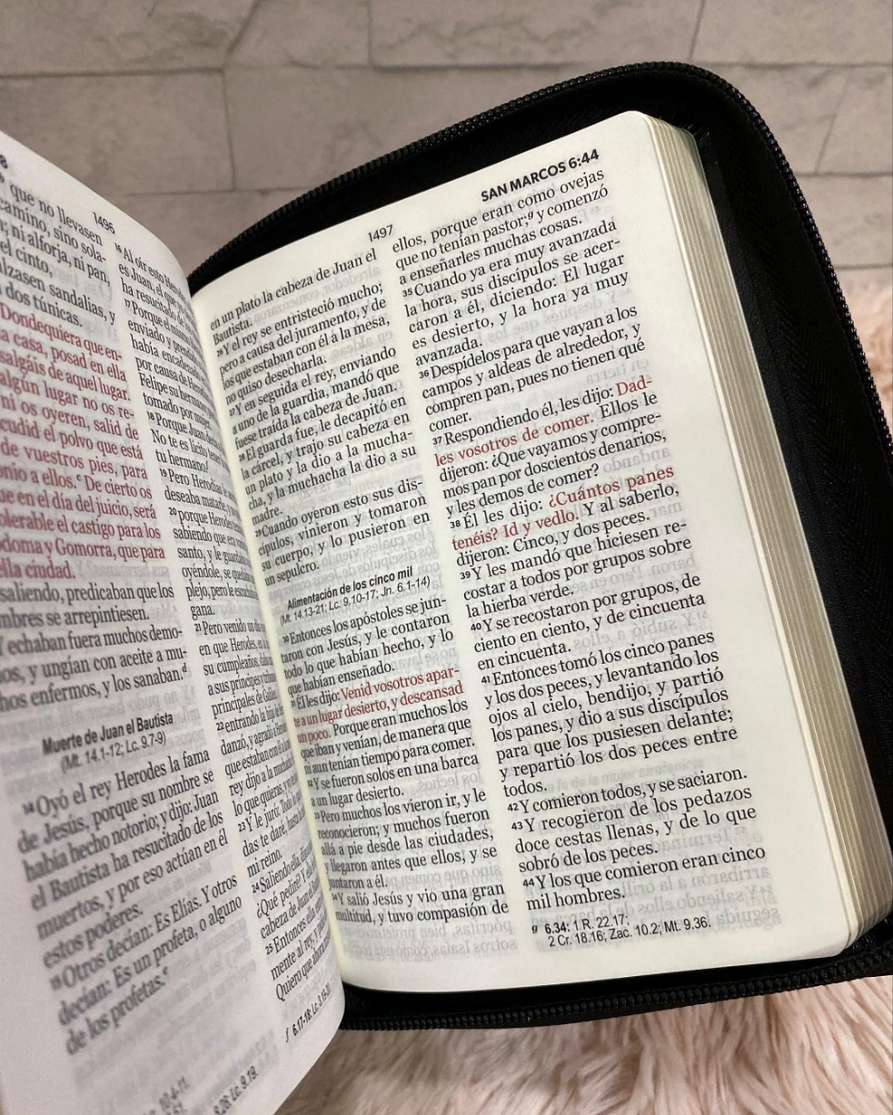 Biblia pequeña letra grande 11 puntos con cierre y canto dorado versión RV60 con concordancia