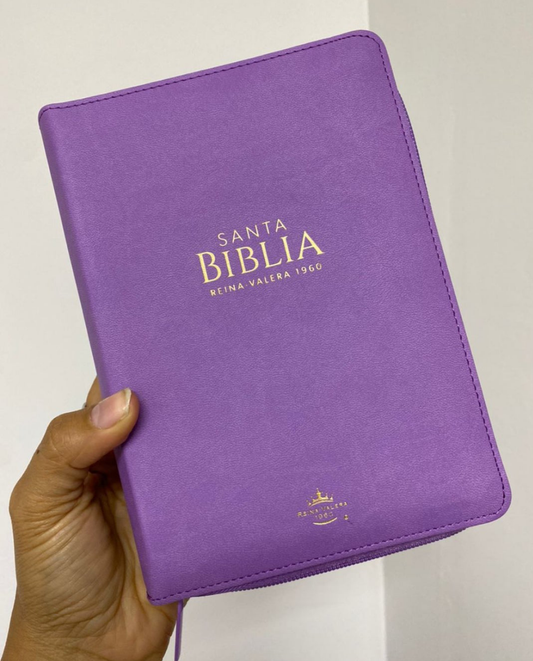 Biblia letra grande 11 puntos con canto dorado y cierre versión RV60 con concordancia