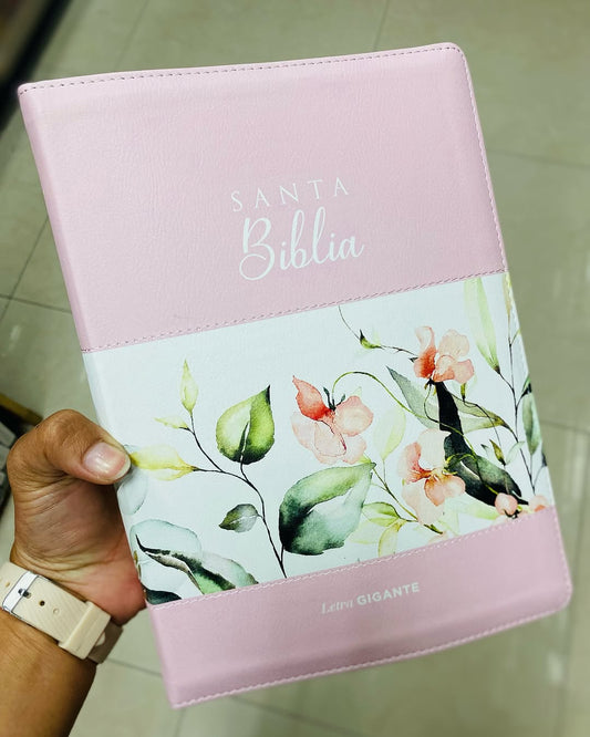 Biblia letra gigante 15 puntos con cierre e índice y canto floreado versión RV60 con concordancia