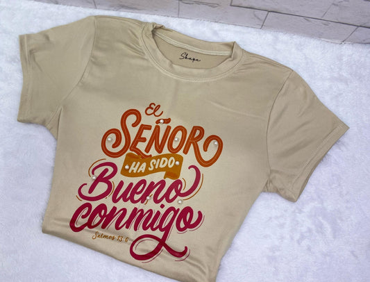 Franela cristiana sublimada en microdurazno talla única color beige