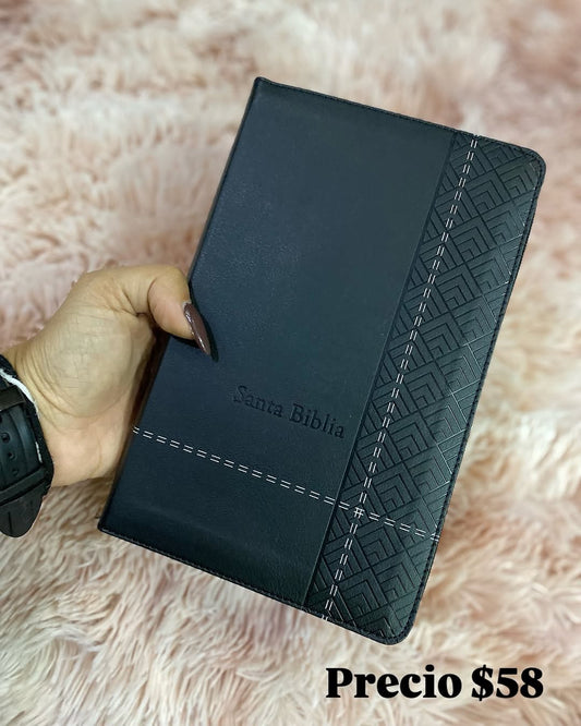 Biblia símil piel edición promesas con cierre canto plateado versión RV1960 letra grande 12 puntos con concordancia