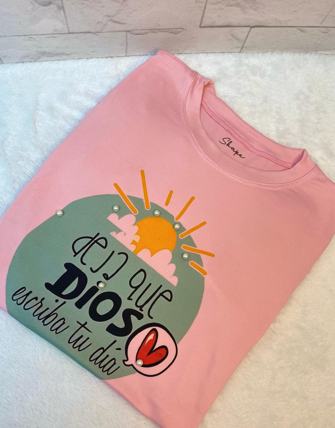 Franela cristiana sublimada en microdurazno talla única color rosado