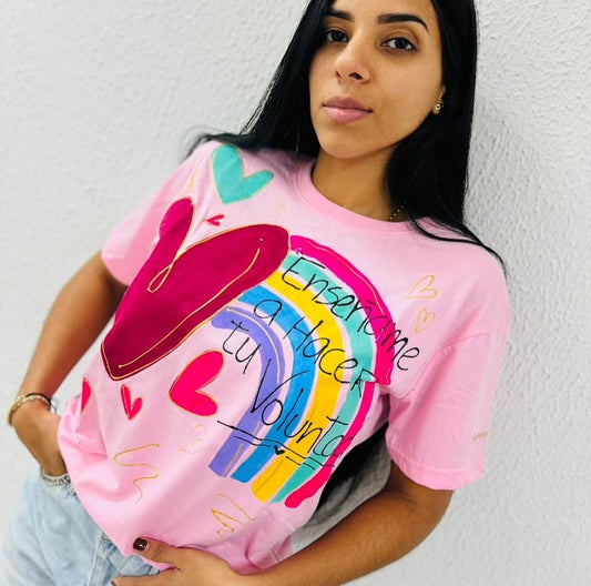 Franela con versículo bíblico 100% de algodón pintada a mano con orocolor talla XL