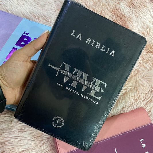 Biblia letra grande versión TLA con cierre, canto plateado y estudios bíblicos