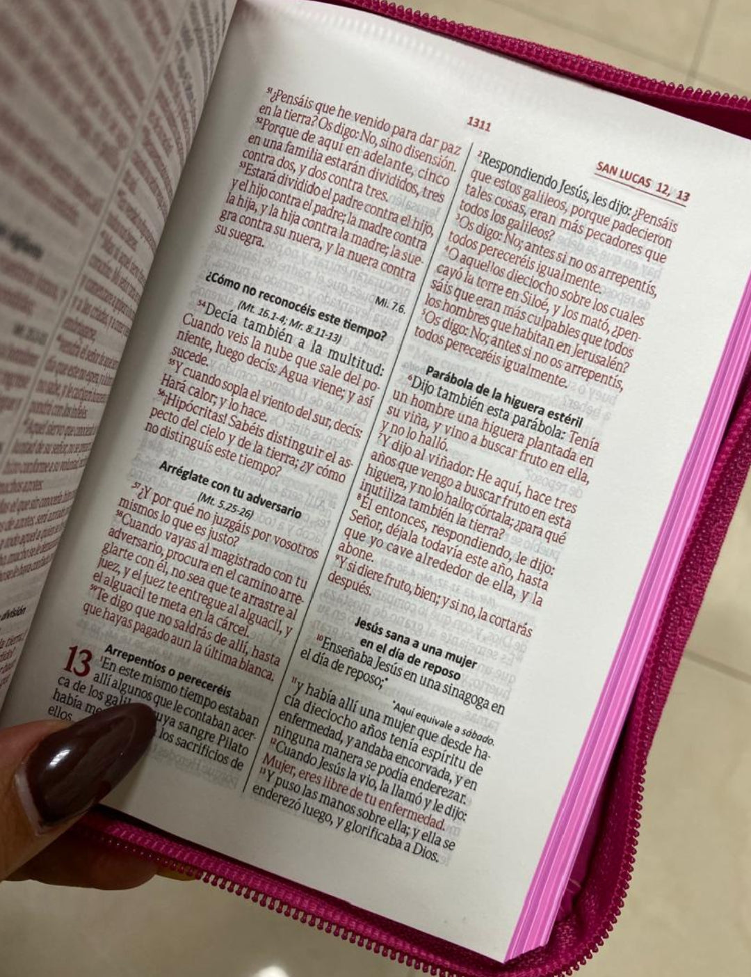 Biblia de bolsillo letra mediana 10,5 puntos con cierre y palabras de Jesús en rojo canto pintado versión RV60