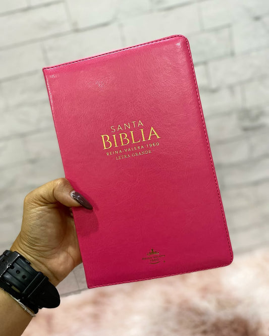 Biblia letra grande 12 puntos versión RV1960 con cierre índice canto dorado y concordancia