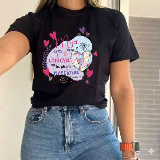 Franela 100% algodón con msjs bíblicos en impresión DTF full color