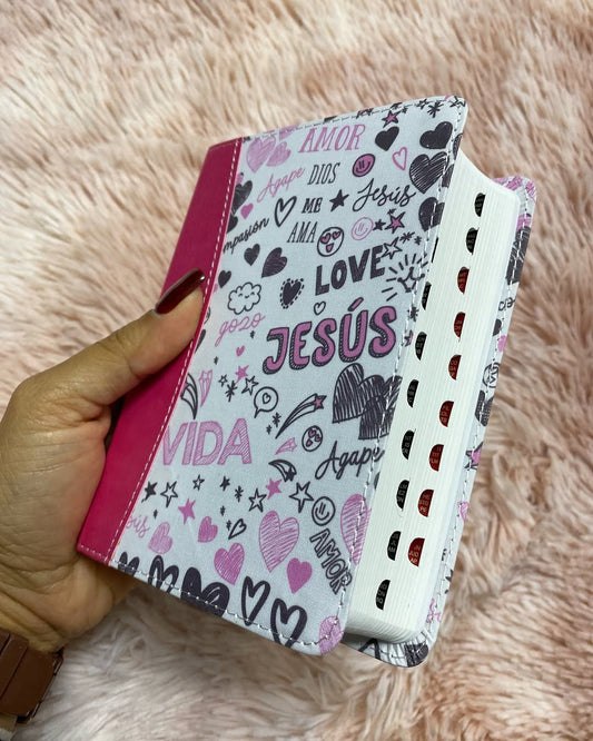 Biblia tamaño bolsillo letra mediana 8 puntos con índice versión RV60 con concordancia