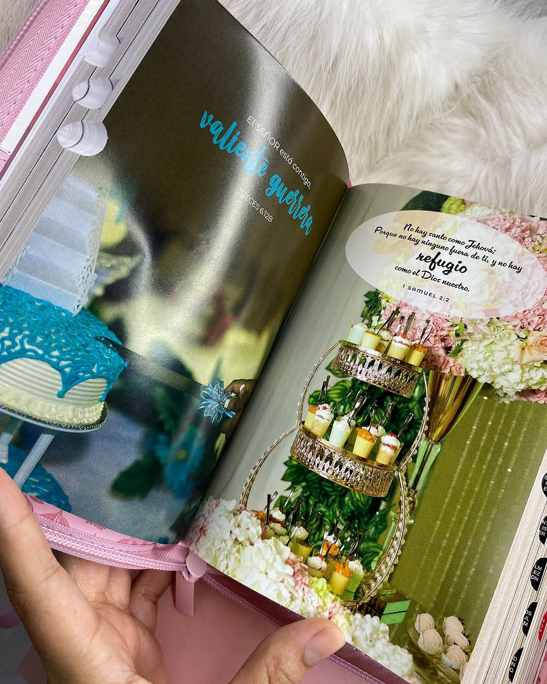 Biblia de quinceañeras en caja para regalos versión RV1960 con cierre índice e ilustrada