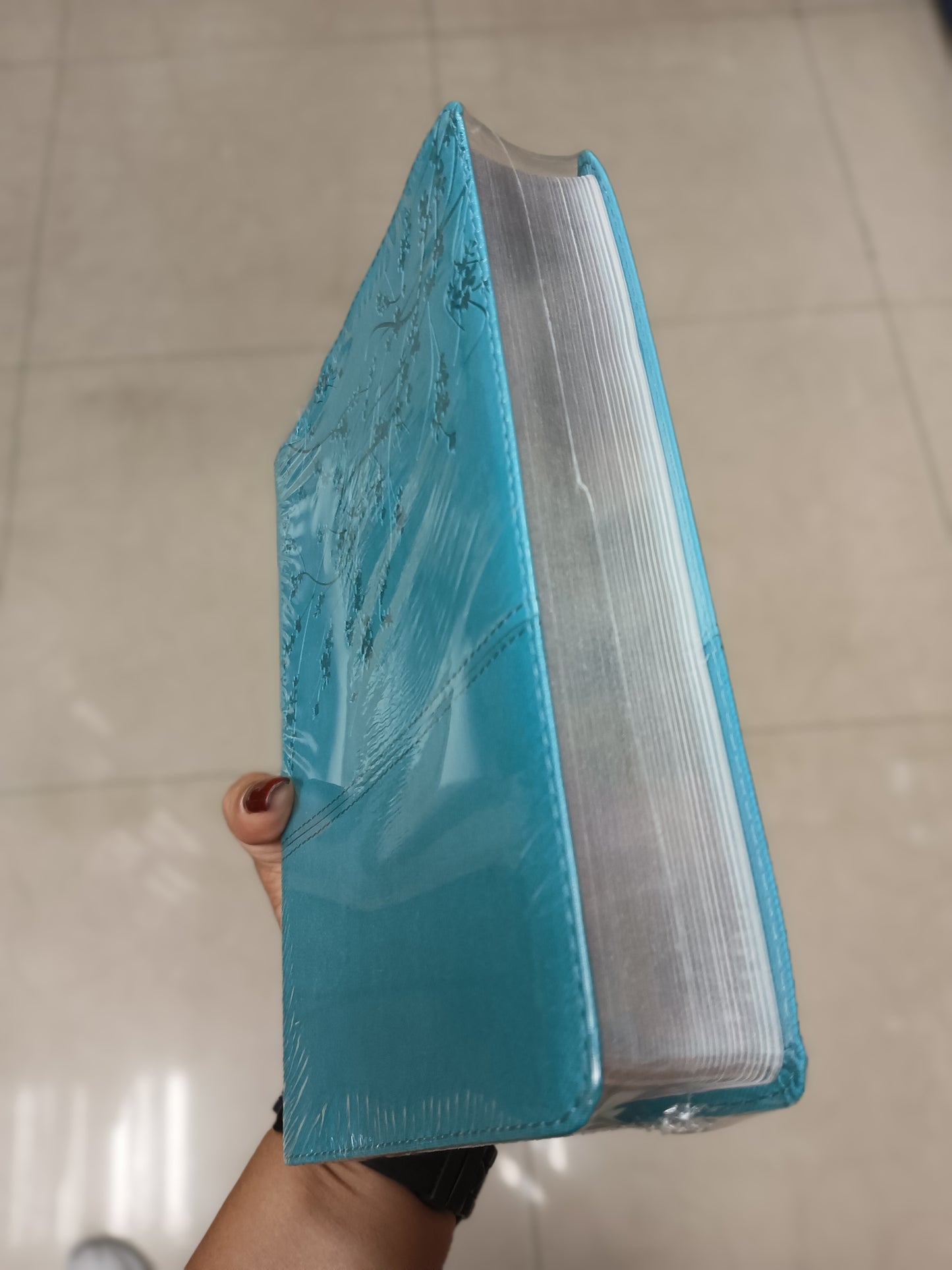 Biblia con devocional mujer conforme al corazón de Dios en símil piel canto plateado versión RV1960