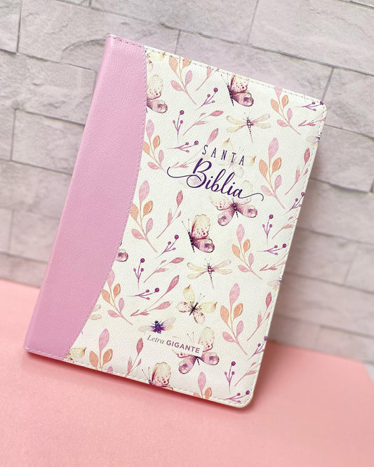 Biblia letra gigante 15 puntos versión RV60 con cierre e índice canto floreado y concordancia