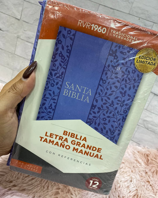 Biblia letra grande 12 puntos tamaño manual versión RV1960 con índice y cierre