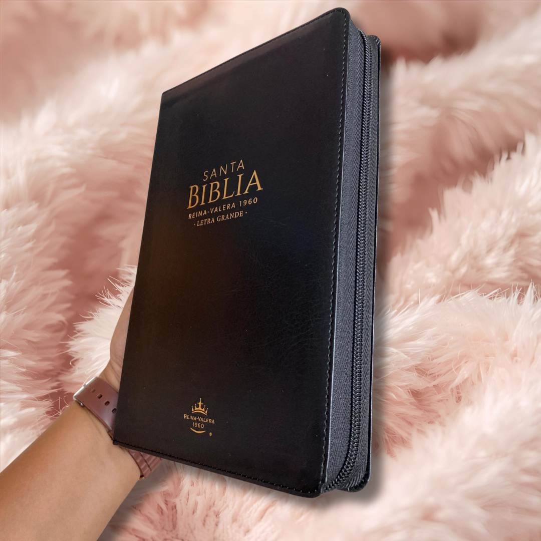 Biblia letra grande 12 puntos con cierre en símil piel versión RV60 con concordancia