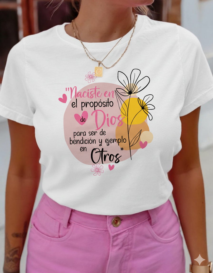 Franela 100% algodón talla S, M y L con msjs bíblicos en impresión DTF full color