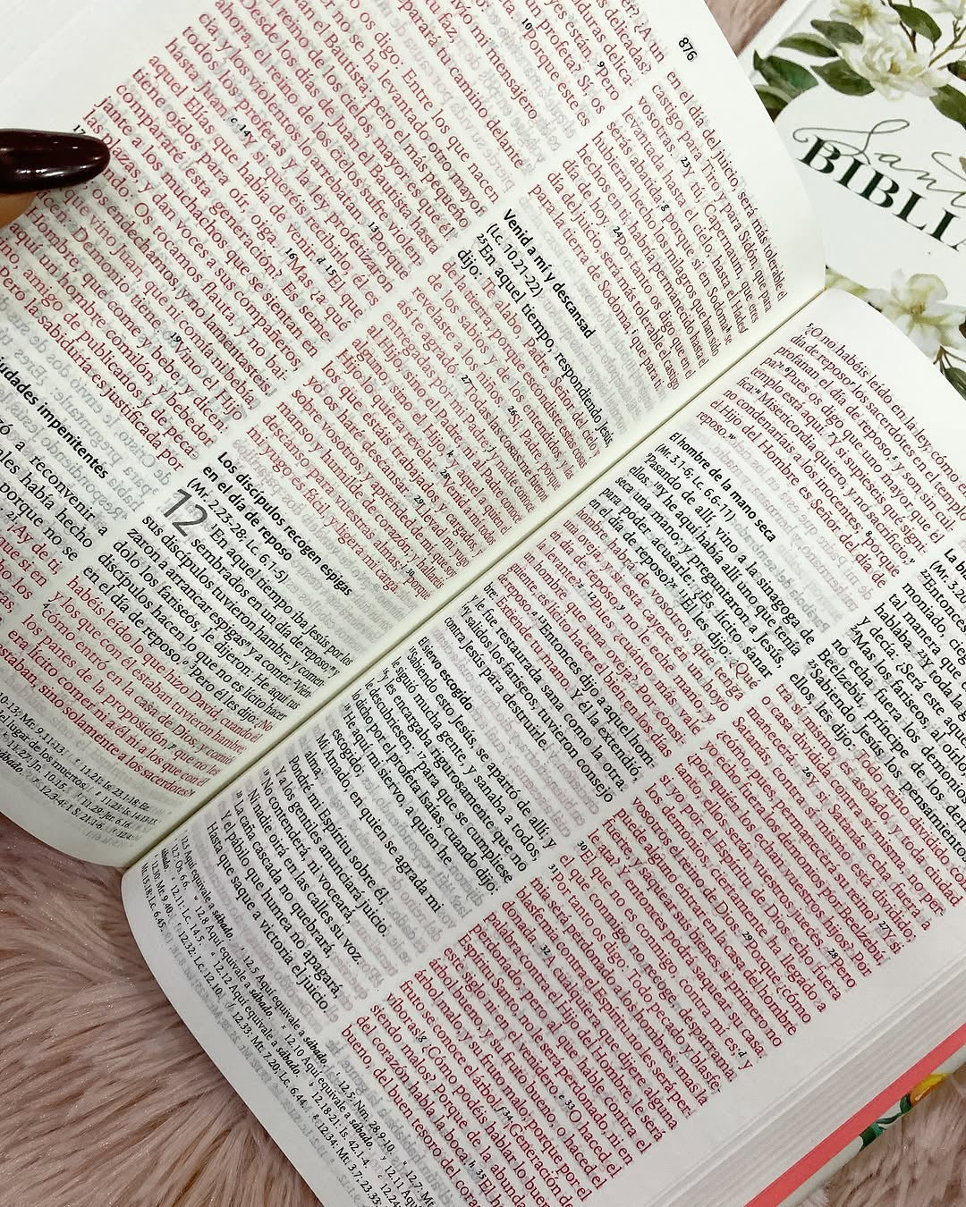 Biblia tapa dura floreada letra grande 10 puntos versión RV1960 con concordancia