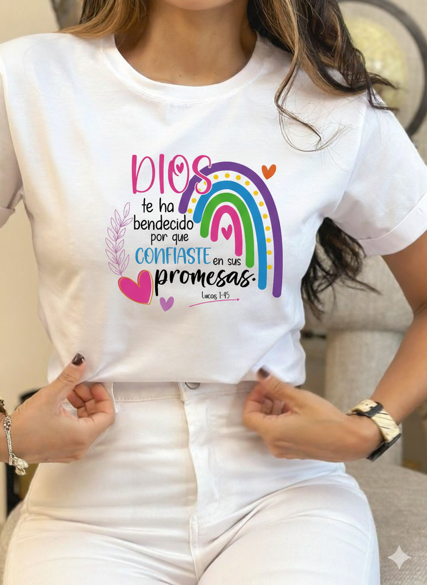 Franela 100% algodón talla M y S con msjs bíblicos en impresión DTF full color