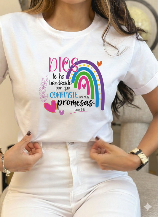 Franela 100% algodón talla M y S con msjs bíblicos en impresión DTF full color