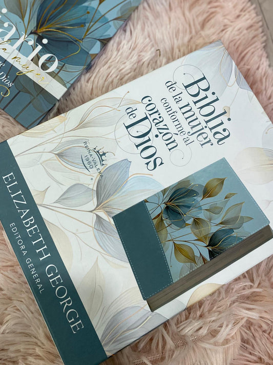 Biblia con devocional mujer conforme al corazón de Dios en símil piel canto plateado versión RV1960