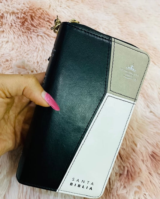 Biblia tipo chequera letra mediana 8,5 puntos con cierre e índice versión RV60 con concordancia