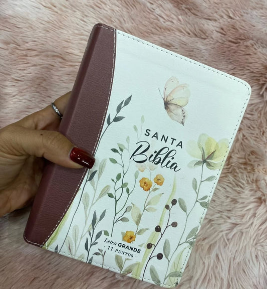 Biblia letra grande letra 11 puntos versión RV60 canto floreado con concordancia