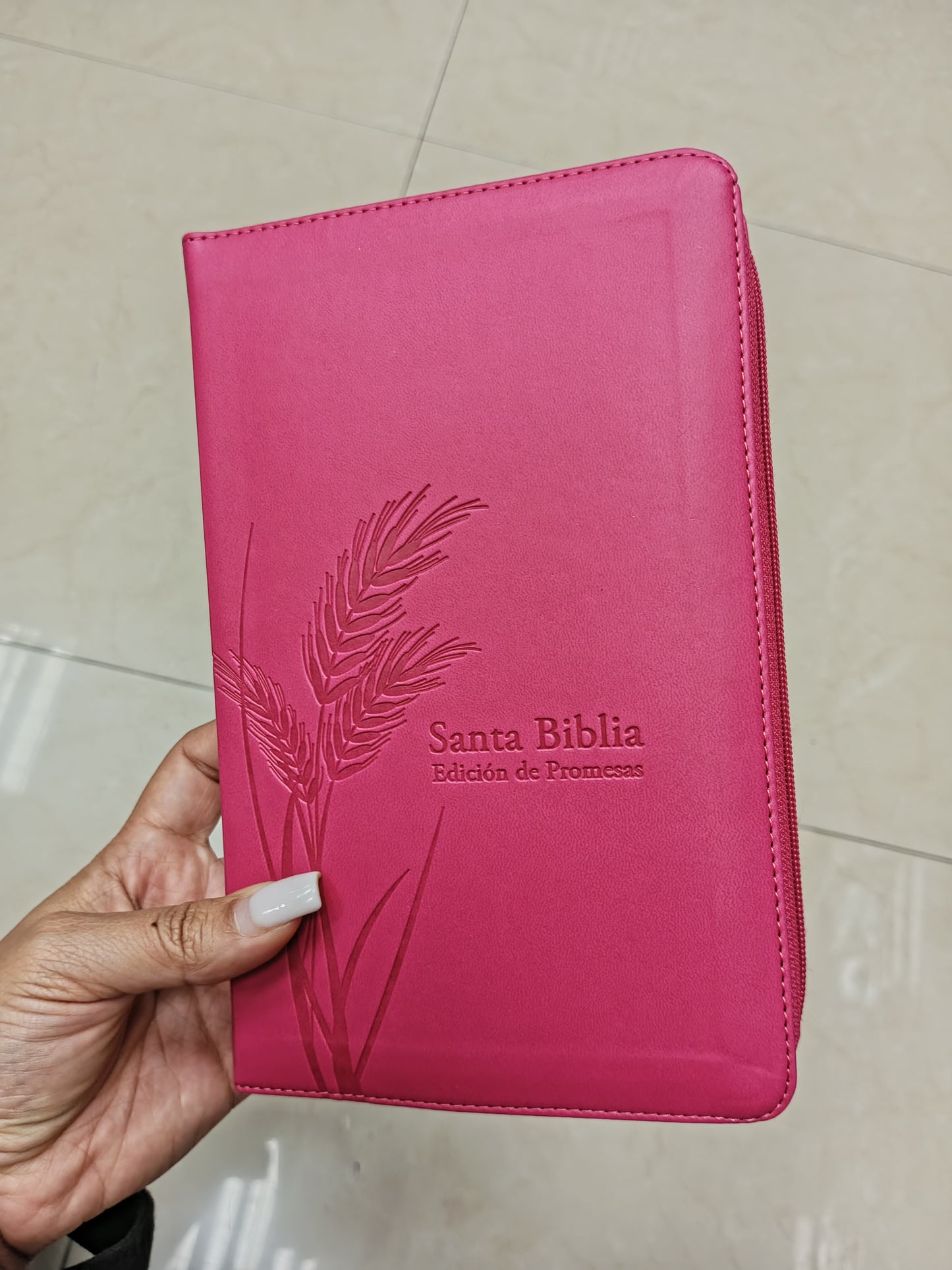 Biblia de promesas símil piel con cierre y canto plateado versión RV1960 letra grande 12 puntos