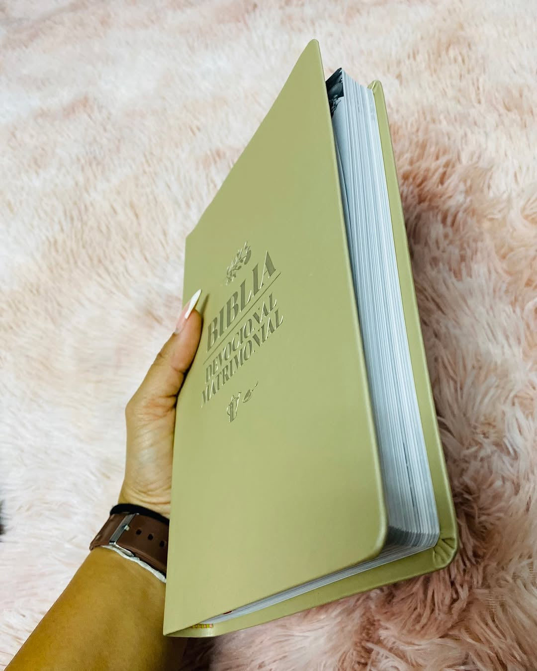 Biblia devocional matrimonial símil piel en letra mediana versión NBV