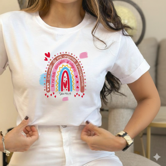 Franela 100% algodón talla S, L y XL con msjs bíblicos en impresión DTF full color