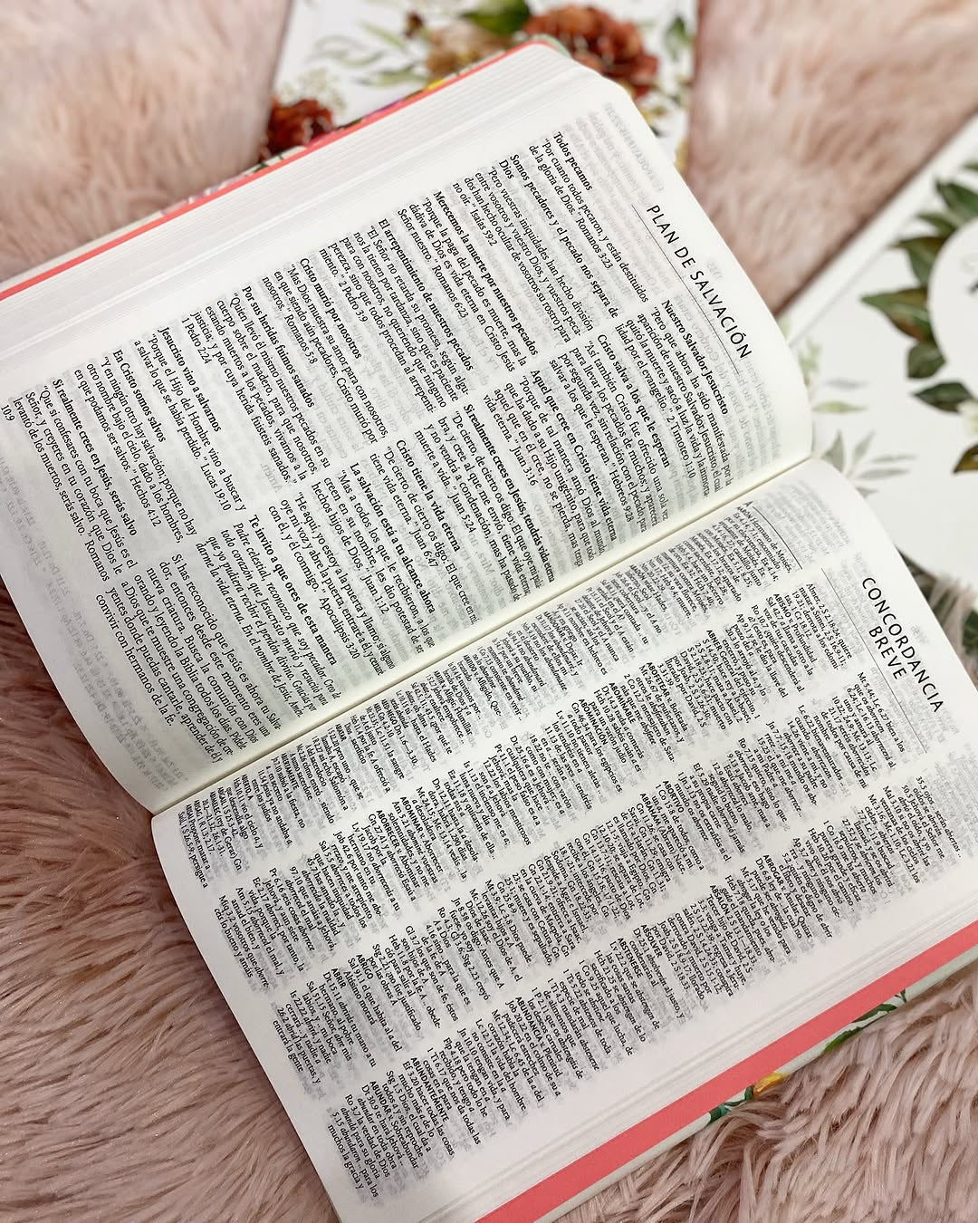 Biblia tapa dura floreada letra grande 10 puntos versión RV1960 con concordancia