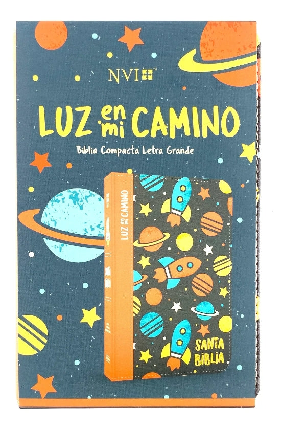 Biblia luz en mi camino versión NVI para jóvenes ilustrada letra mediana 8,5 puntos canto pintado