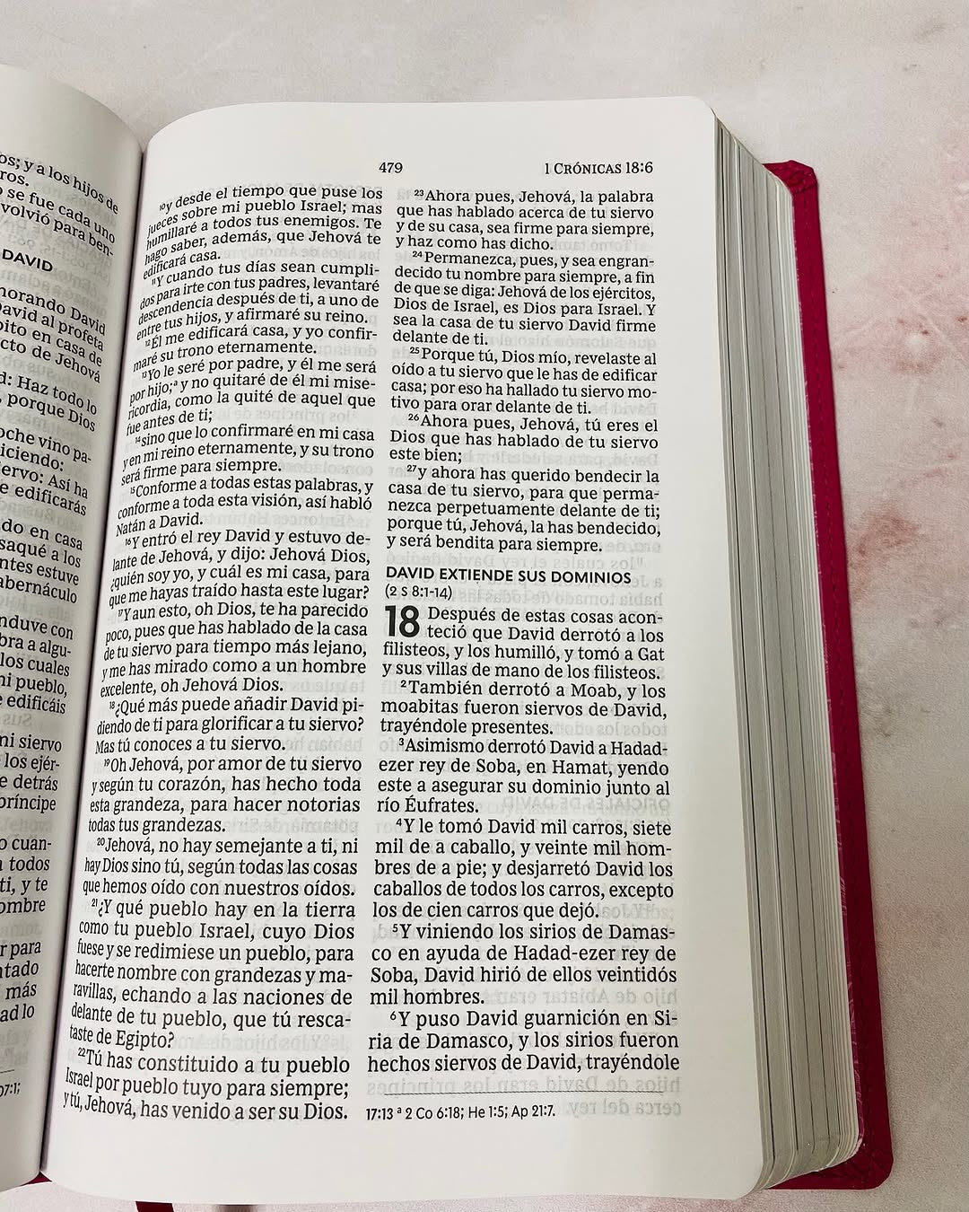 Biblia con devocional mamá ocupada en símil piel versión RV1960 letra grande