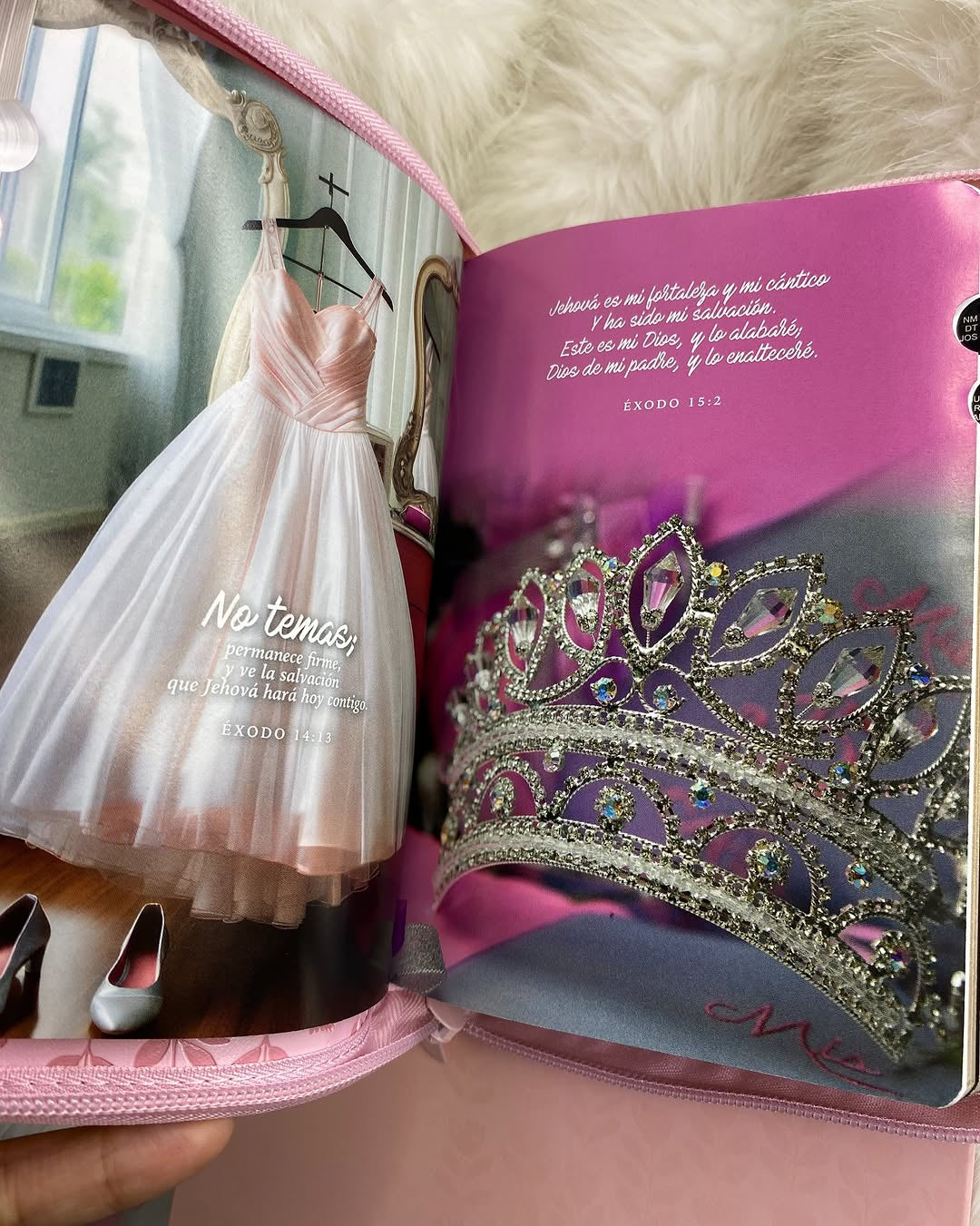 Biblia de quinceañeras en caja para regalos versión RV1960 con cierre índice e ilustrada