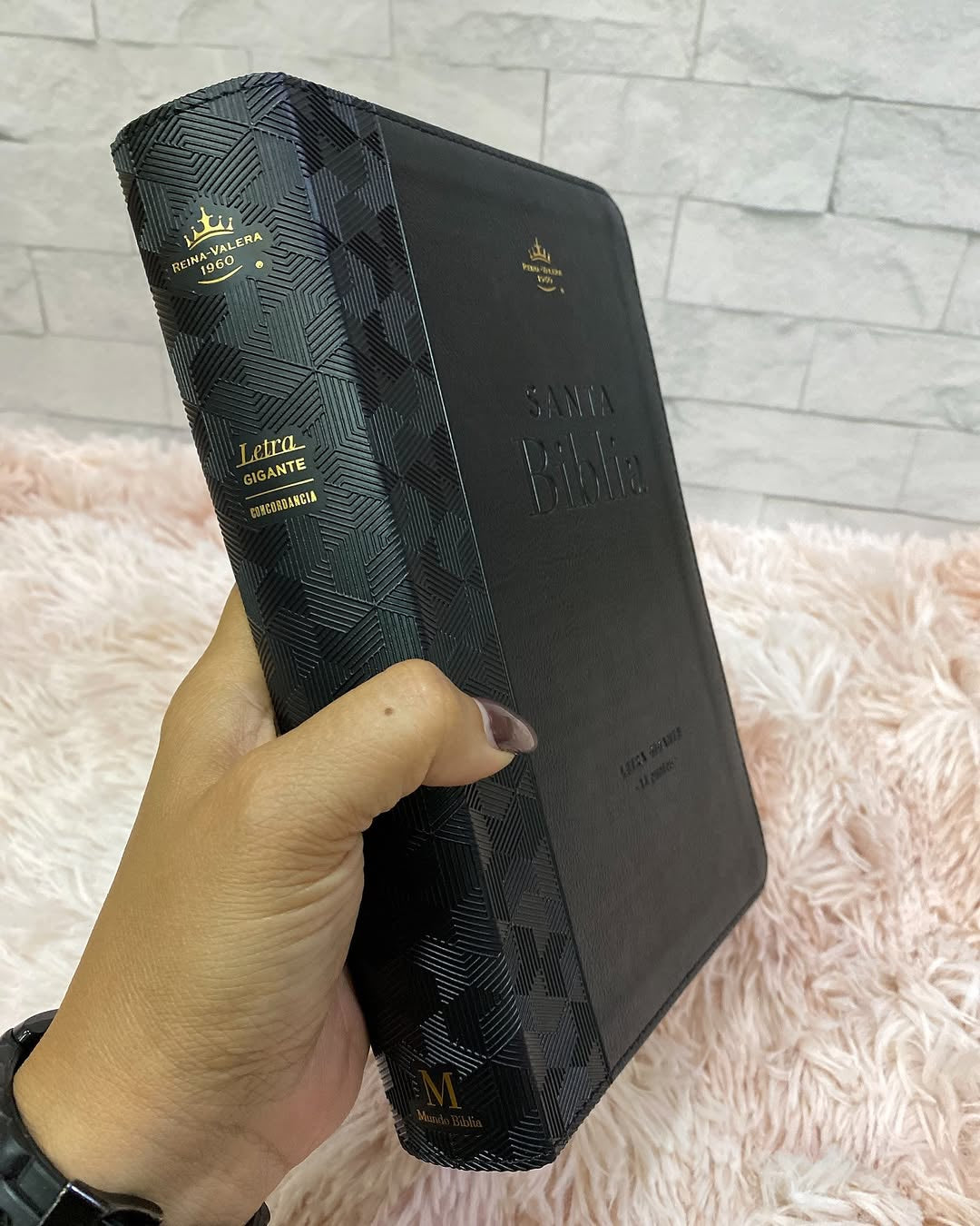 Biblia letra gigante 14 puntos versión RV1960 color negro con canto dorado y concordancia