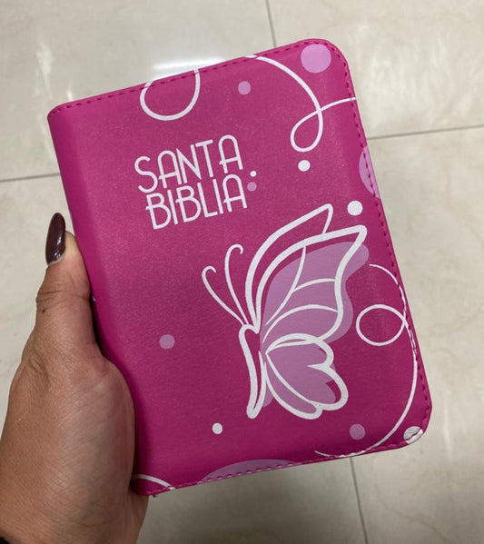Biblia de bolsillo letra mediana 10,5 puntos con cierre y palabras de Jesús en rojo canto pintado versión RV60